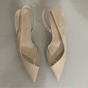 Zara Cream Pointed Slingback Heels